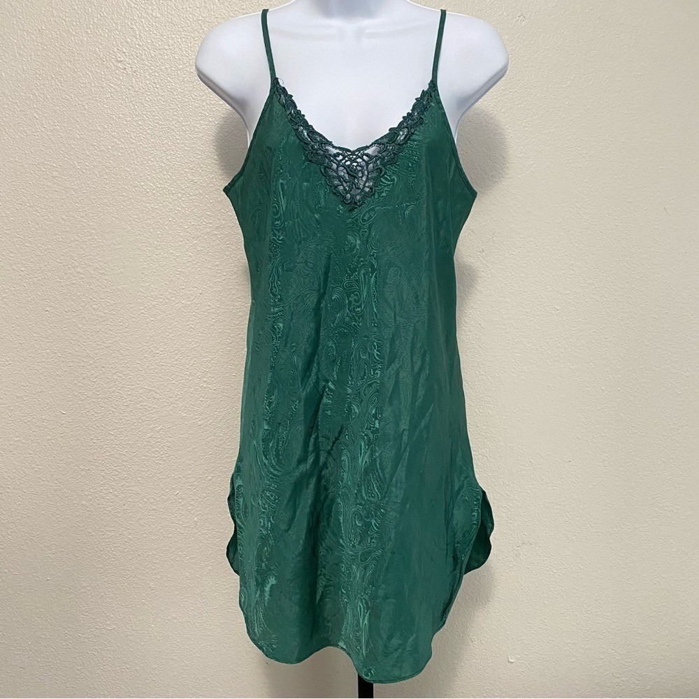 Vintage Y2K Delicate Lace Trim Satin Slip Dress XS Dainty Feminine Parisian